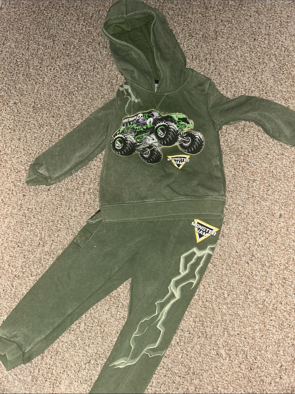 Monster Jam Green Monster Truck Hoodie & Jogger Set